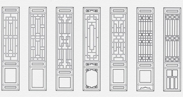 光坡镇常用中式仿古花窗图案隔断设计图