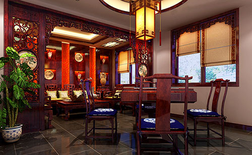 光坡镇古典中式风格茶楼包间设计装修效果图