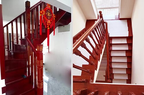 光坡镇自建别墅中式实木楼梯全屋定制设计效果图